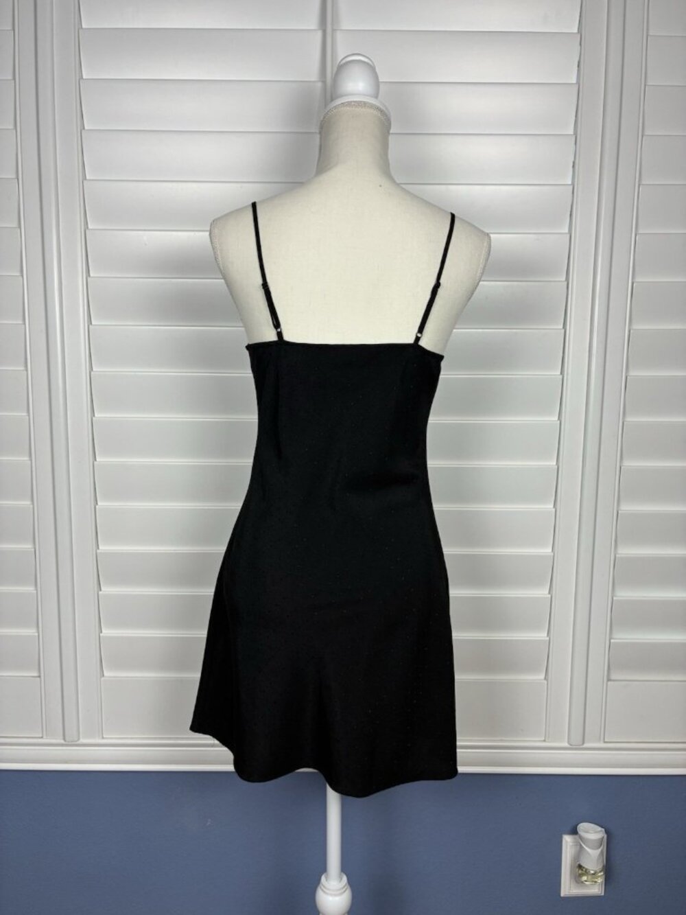 RACHEL Rachel Roy Women’s 2 Black Tonal Dot Mini Slip Dress Adjustable Straps - Picture 4 of 7